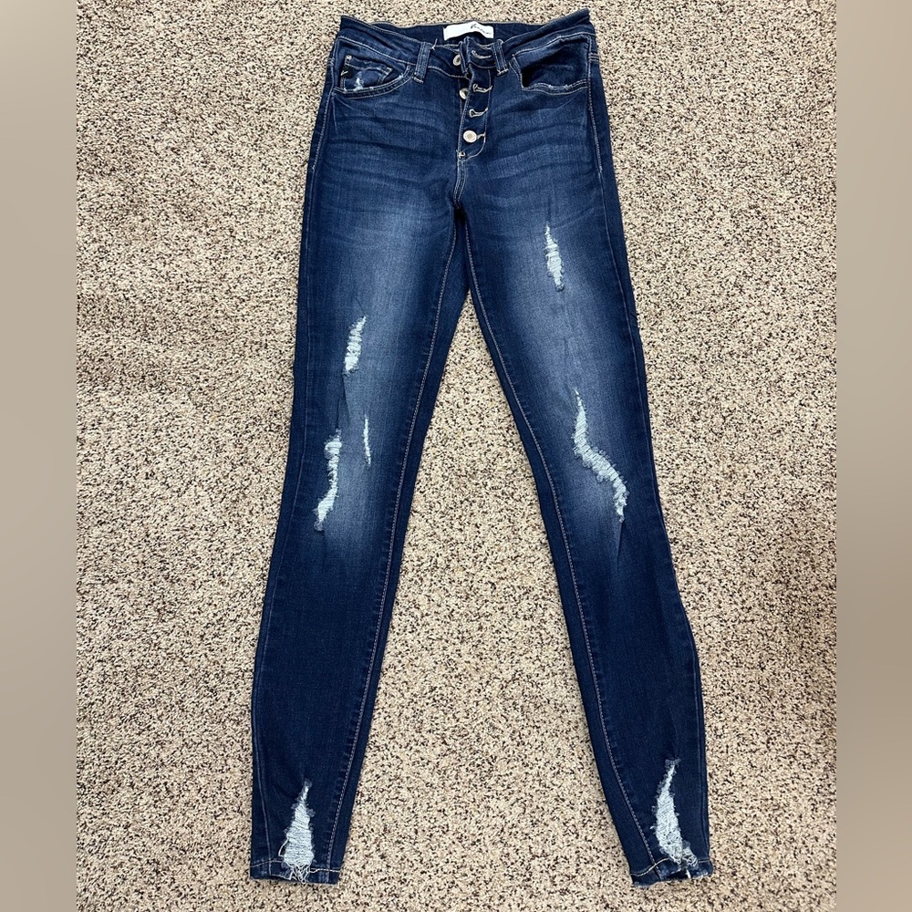 Kancan skinny leg distressed jeans
